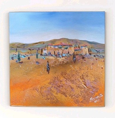 Toscana Casa Leinwandbild mit Struktur Bernhard Gerner 30x30 cm - Signiert