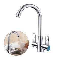 Durable Kitchen Faucet Metal Alloy Dual Handle Hot Cold Water Mixer