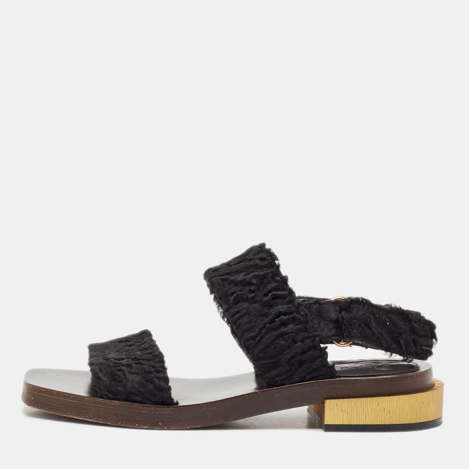 Gucci Black Velvet Slingback Sandals Size 37