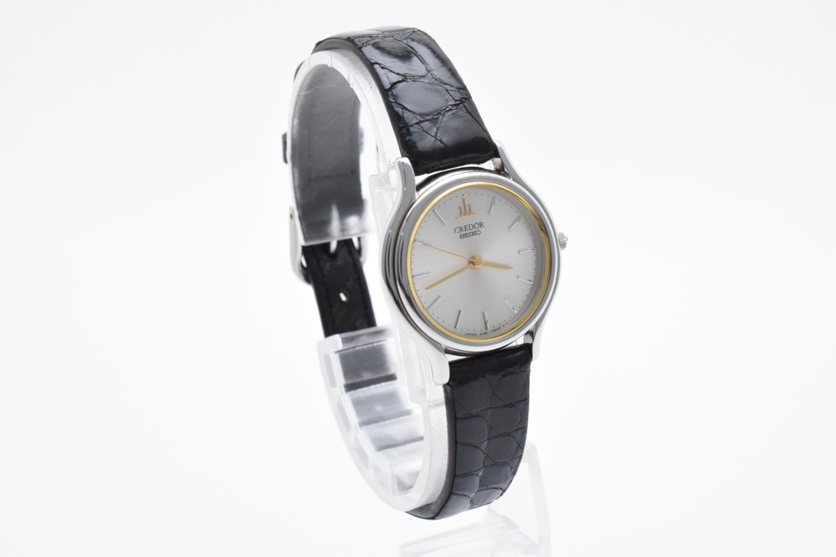 EXC+5 ] SEIKO CREDOR 4J81-0A40 Silver Dial Round Quartz Ladies