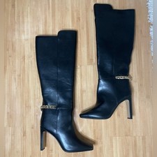 NEW Women's express Black  Gold Heeled Boots
