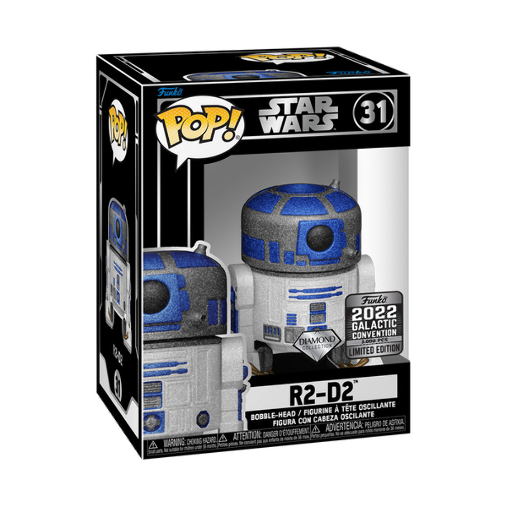 Funko Pop! Star Wars: R2-D2 (2022 Convención Galáctica Colección Diamante Exclusi