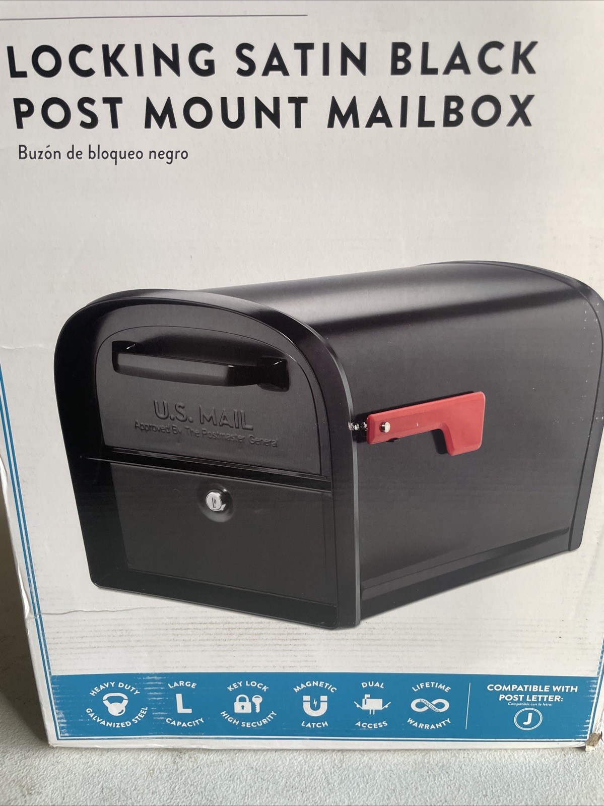 Oasis 360 Black, Large, Steel, Locking Parcel Mailbox with 2-Access Doors