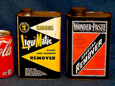 VINTAGE CARROLL LIQUIMATIC & WONDER PASTE PAINT AND VARNISH REMOVER EMPTY TINS