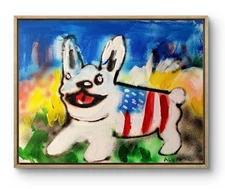 Original Art Frenchie Yay 14x11 Street Art Style Abstract Painting on Canvas