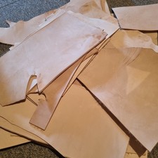 Box Of Natural Veg Tan Leather Offcuts 1KG Large  Leather Off Cuts Scraps
