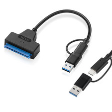 SATA to USB 3.0 Adapter Cable 0.7Ft Black Usb-C/Usb-A 3.0 to SATA III Hard
