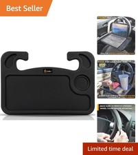 2-in-1 Car Steering Wheel Desk Tray with Cup Holder Modern Travel Essential
