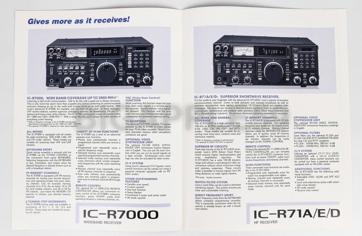 Brochure For Icom IC-R71A & IC-R7000 Radio Receivers | eBay