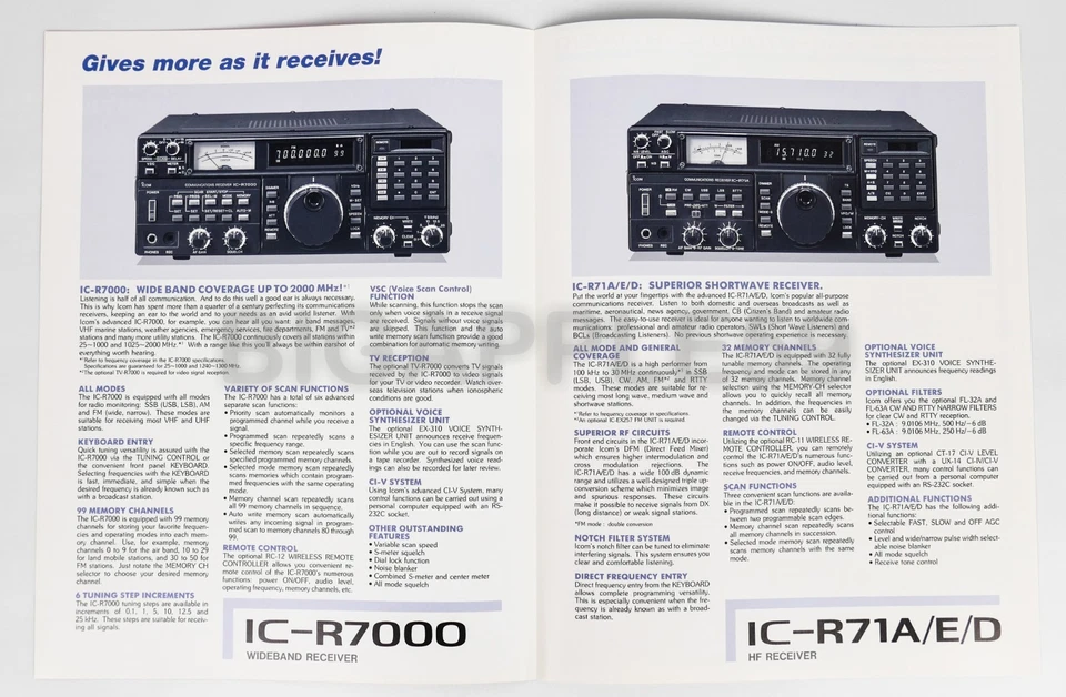 Brochure For Icom IC-R71A & IC-R7000 Radio Receivers - Image 2 of 3