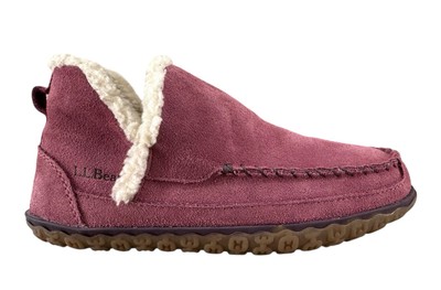 L.L. Bean Mountain Slippers Boot Mocs Women s Pink Suede Fleece Lined Size 6 M