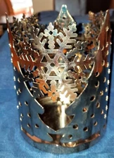 Bath & Body Works Slatkin & Co Snowflake Christmas Tree Tall Metal Candle Holder