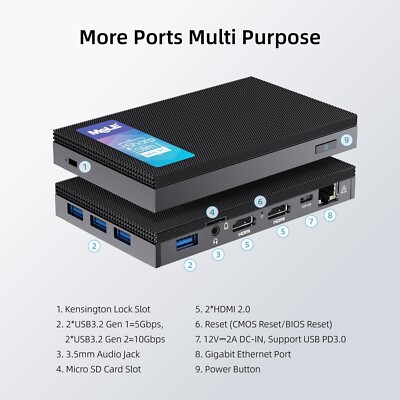 MeLE Fanless Mini PC Quieter3Q 11th Gen N5105 8GB 128GB Windows 11