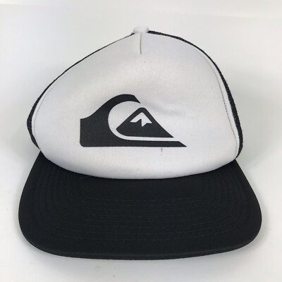 Quiksilver Mens Hat Cap Black White SnapBack Trucker Skateboard OSFA