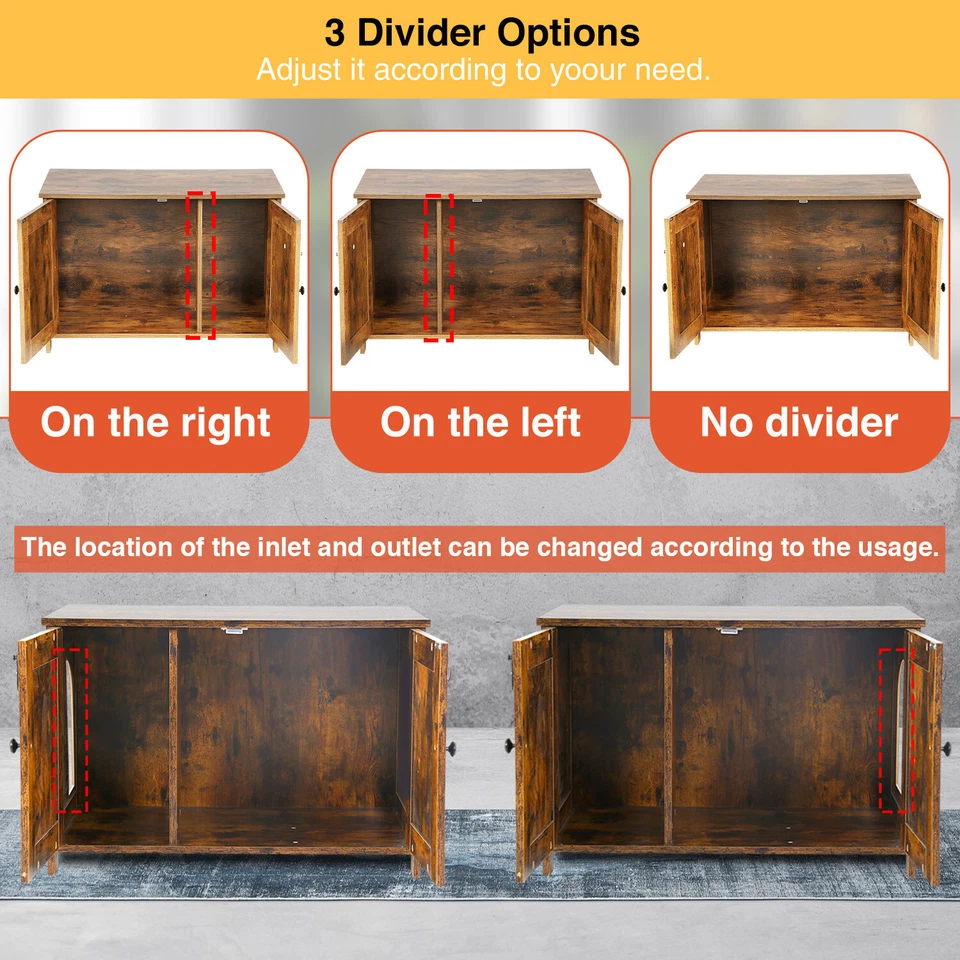 Cat Litter Box Enclosure Furniture Hidden, Wooden Cat Washroom Furniture Storage - Imagem 4 de 4