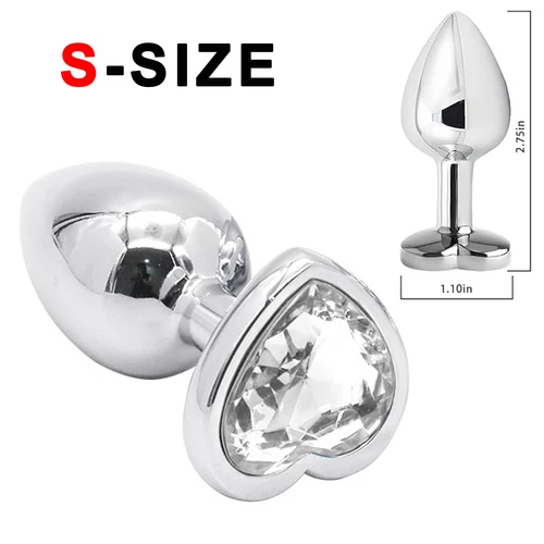 Anal Butt Plug Sex Toys Set Heart-Shaped Jewels Stainless Sex Toys for Women Men - Picture 31 of 36
