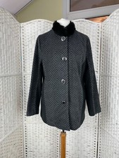 Vintage Bob Mackie Wearable Art Warm Grey & Black Fleece Jacket Top Size 18====