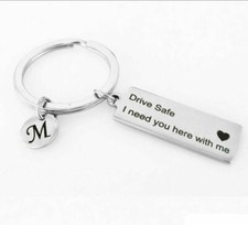 A-Z Alphabet 26 Letters Keyring Drive Safe I Need You Here with Me Key Chain