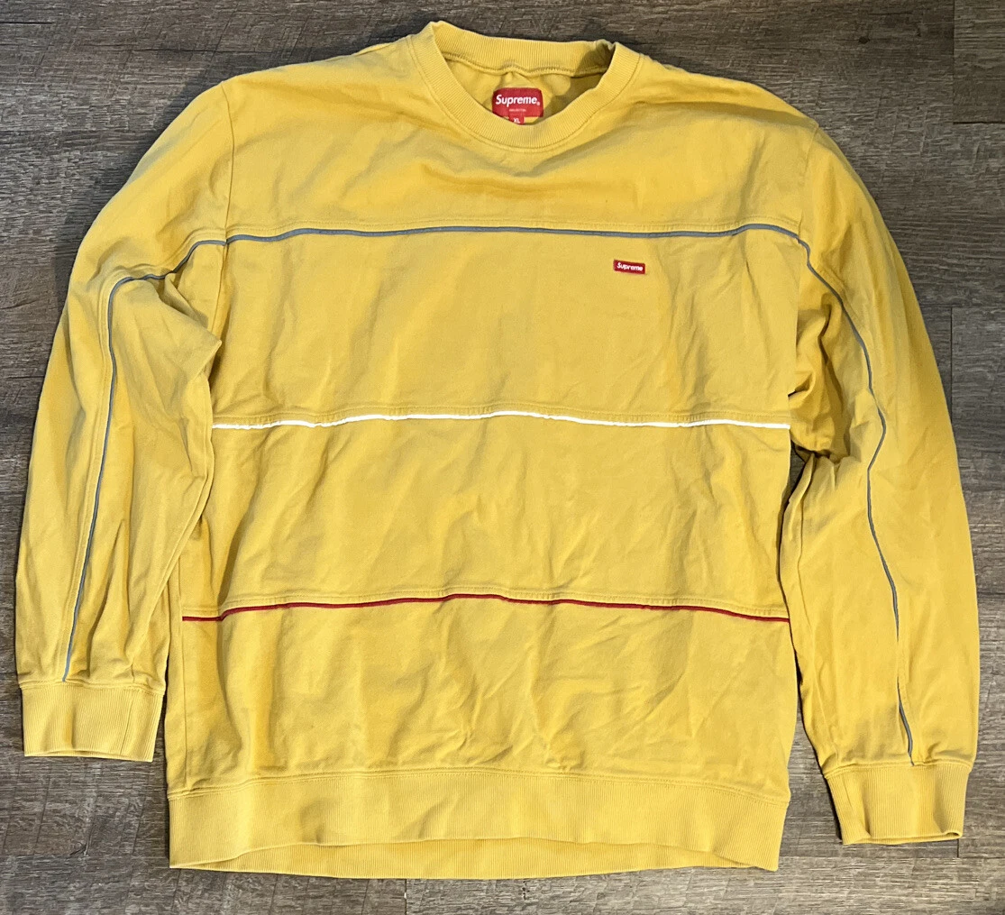 Supreme Striped Tuping Crewneck moutarde jaune moutarde X Large, d'occasion.