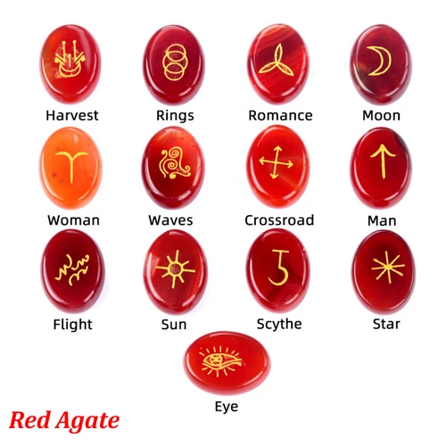 13 Stck. Kristall Hexen Runen Stein Set Graviert Rune Symbol Meditation Wahrsagung - Bild 20 von 22