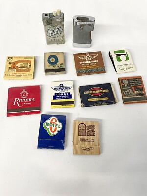 Lot Of Vintage Matchbook Sets & Two Lighters - Fair To Good Condition