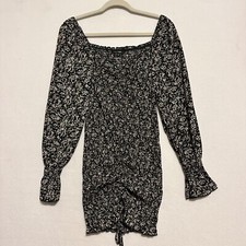 Papermoon Womens Medium Floral Rouged Babydoll Bodycon Dress Y2K Cottage Whimsy