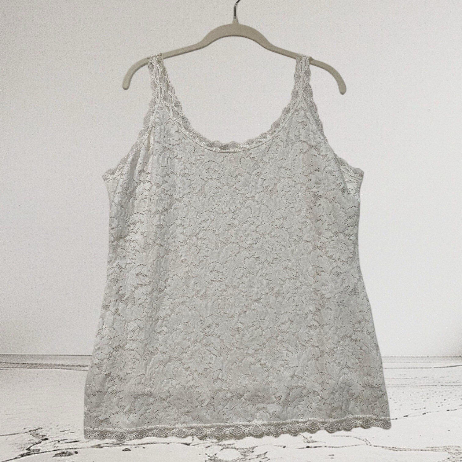 Soma Sleeveless Floral Lace Cami Top Women’s Size Large Stretch Lined $49