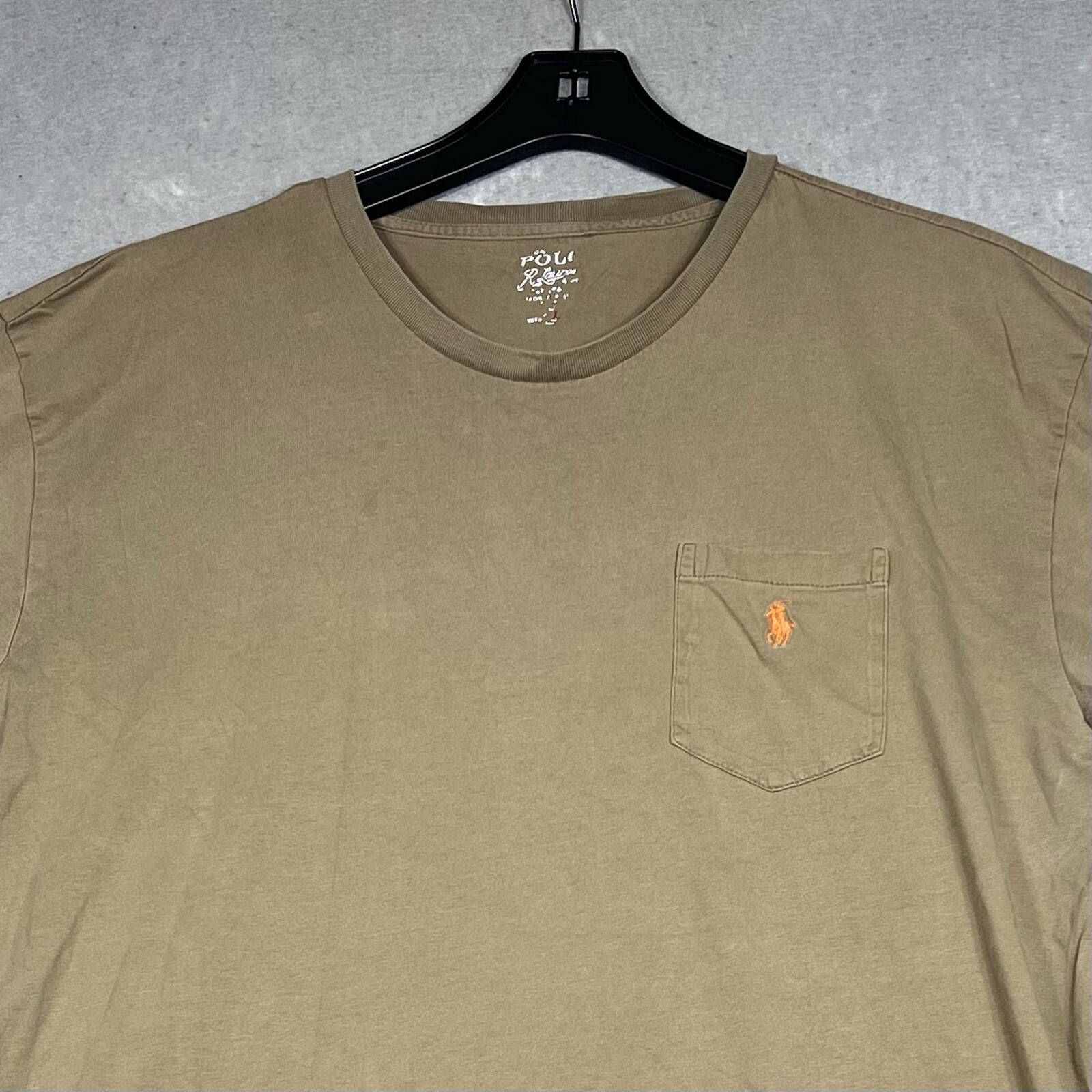 PONY Polo Ralph Lauren vintage camicia uomo grande marrone manica corta girocollo punto singolo