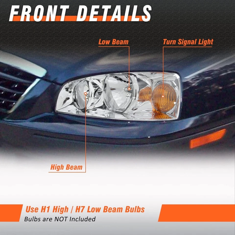 Conjunto de faros para Hyundai Elantra 2004 2005 2006 carcasa cromada par izquierda+derecha Foto 3 de 4