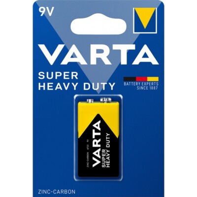 6 x Varta SuperLife 9V-E-Block-Batterie MN1604 6F22 6LR61 Zink-Kohle Typ 2022