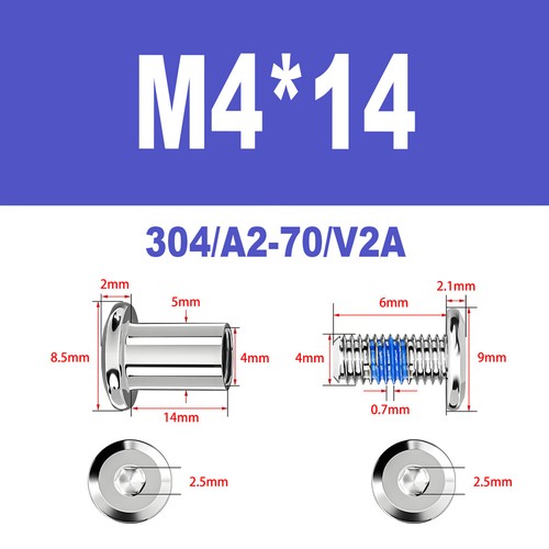 Möbelschrauben A2 V2A Hülsenschrauben M2-M6 Verbindungsschraube Möbelverbinder - Bild 47 von 122