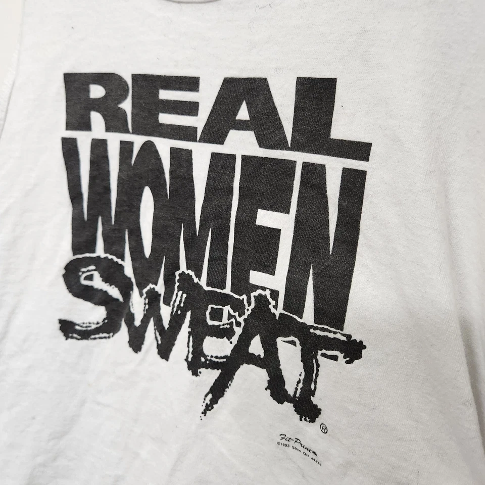 Camiseta sin mangas Real Woman Sweat 1993 para mujer grande blanca hecha en EE. UU. 1008 Foto 4 de 4