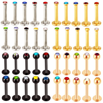 10X Lippe Labret Monroe Piercing Stecker Mehrfarbig Kristall Ohr Tragus Roségold