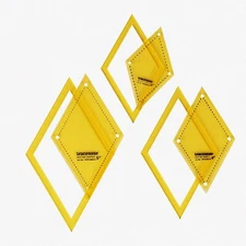 QuiltMaster Rhombus Trio: 3-Piece DIY Sewing Templates (3"/4"/5") for Perfect Pa