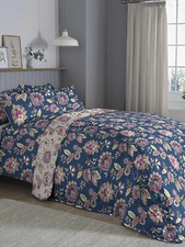 COLOROLL Rosalie Quilted Reversible Bedspread Blue Jacobean 230cm x 200cm NEW