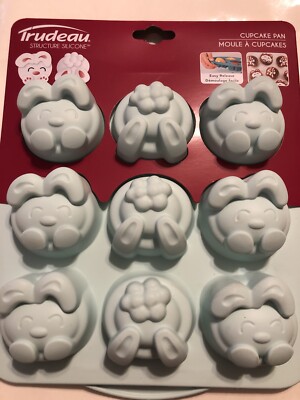 Trudeau Structure Silicone Baking Cupcake Mold Bunny Rabbit Easter Pan BPA FREE