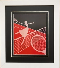 Erte "Love - Tennis" Newly CUSTOM FRAMED Print Art Deco Design Sports