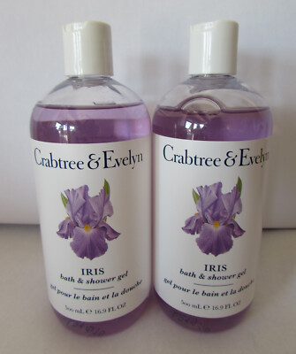 2 Crabtree & Evelyn IRIS Scented Bath Shower Gel Wash 16.9 oz each