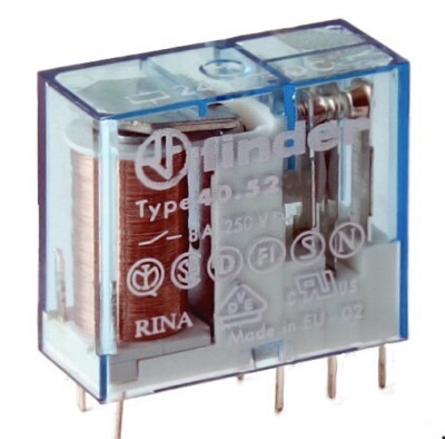 Relais Spule 24V/ DC, Finder, 40.52, 2 x Umschalter, 250VAC/8Amp. 1St