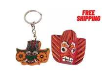Key Tag &Fridge magnet Key Ring Wooden Handmade Mask Gift 3D Free Shipping