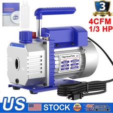 110V 1/3HP 4.0 CFM Single Stage Rotary Vane Air Vacuum Pump with Oil Bottle