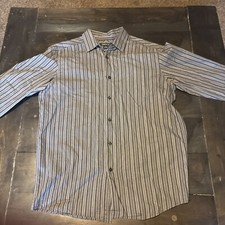 Men  s Claiborne Dress Shirt Medium Business Blue  White Plaid Slim Fit