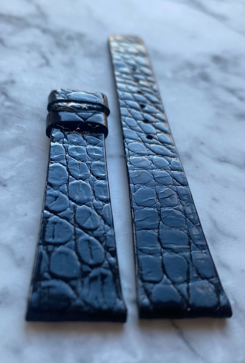 Cinturino Orologio Concord In Pelle Di Coccodrillo &ndash; Nero, 15 Mm, Nuovo Magazzino (NOS)