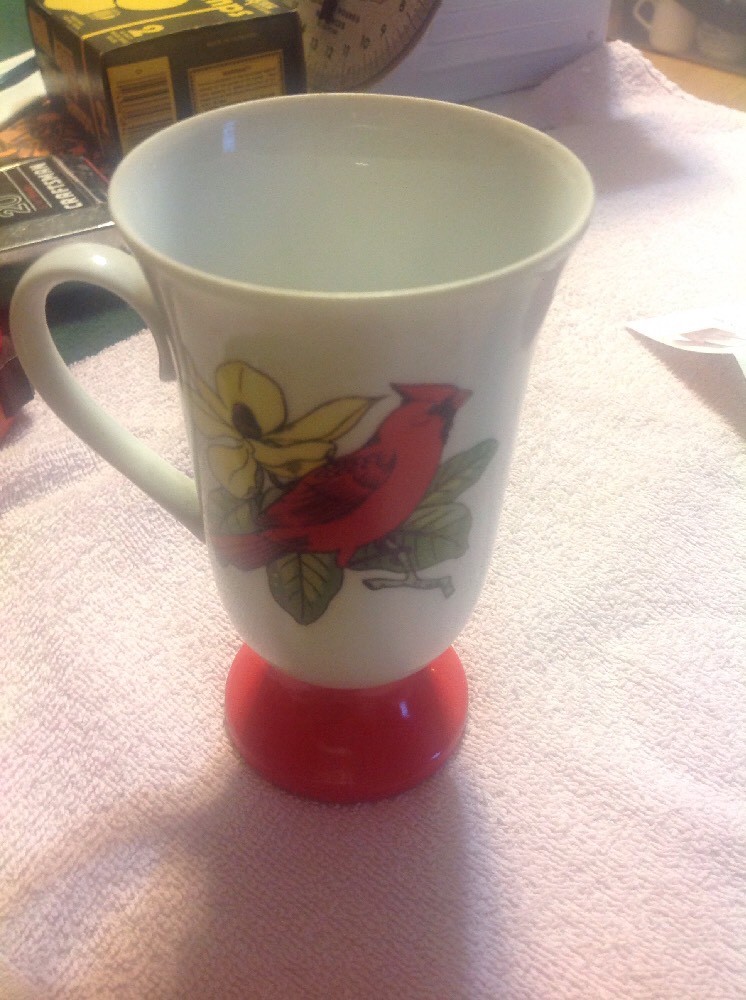 Red Cardinal - Ceramic - Tall Coffee Tea Cup - Red & White 5 1/4” | eBay