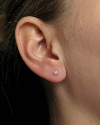 14K Weißgold Runde Simulierte Diamant Ohrstecker Helle Krappe (2MM-10MM) - Bild 5 von 13
