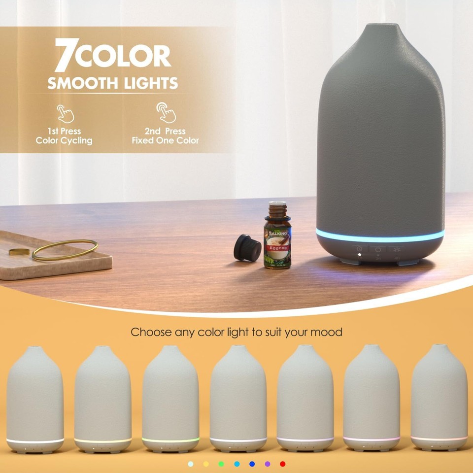 SALKING Stone Diffuser, Ceramic Ultrasonic Essential Oil Diffuser for ...
