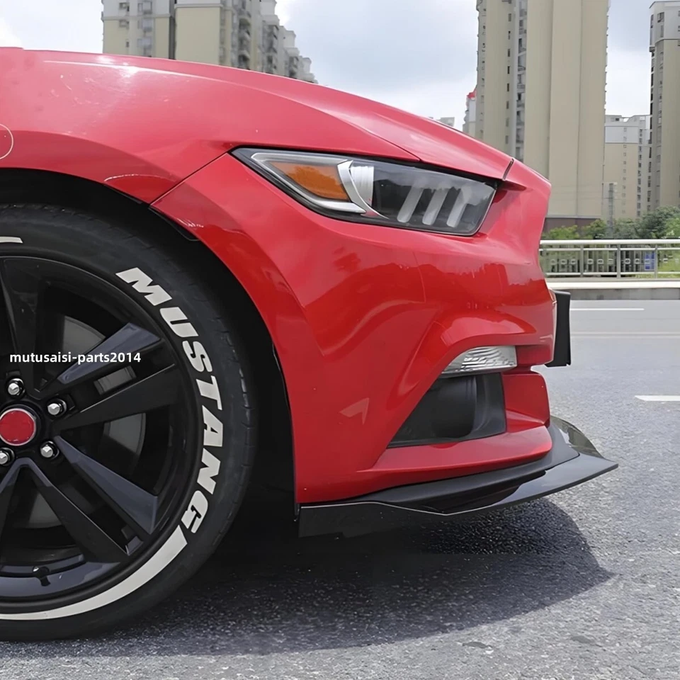 FOR FORD MUSTANG 15-2017 FRONT BUMPER LIP SPLITTER PERFORMANCE STYLE GLOSS BLACK - Image 4 of 4