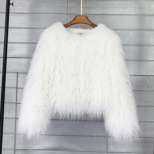 Short Fit Women Shaggy Faux Fur Coat Winter Warm Jacket Fluffy Cardigan Outwear - Bild 25 von 53