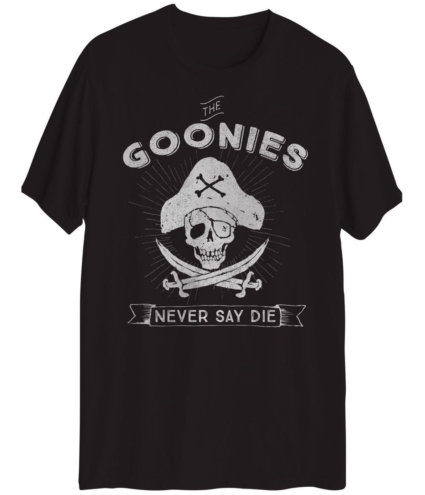Hybrid Mens Goonies Never Say Die Graphic T-Shirt, Black, Small