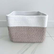 NEW storage basket 14x10x9 cotton rope woven white cream